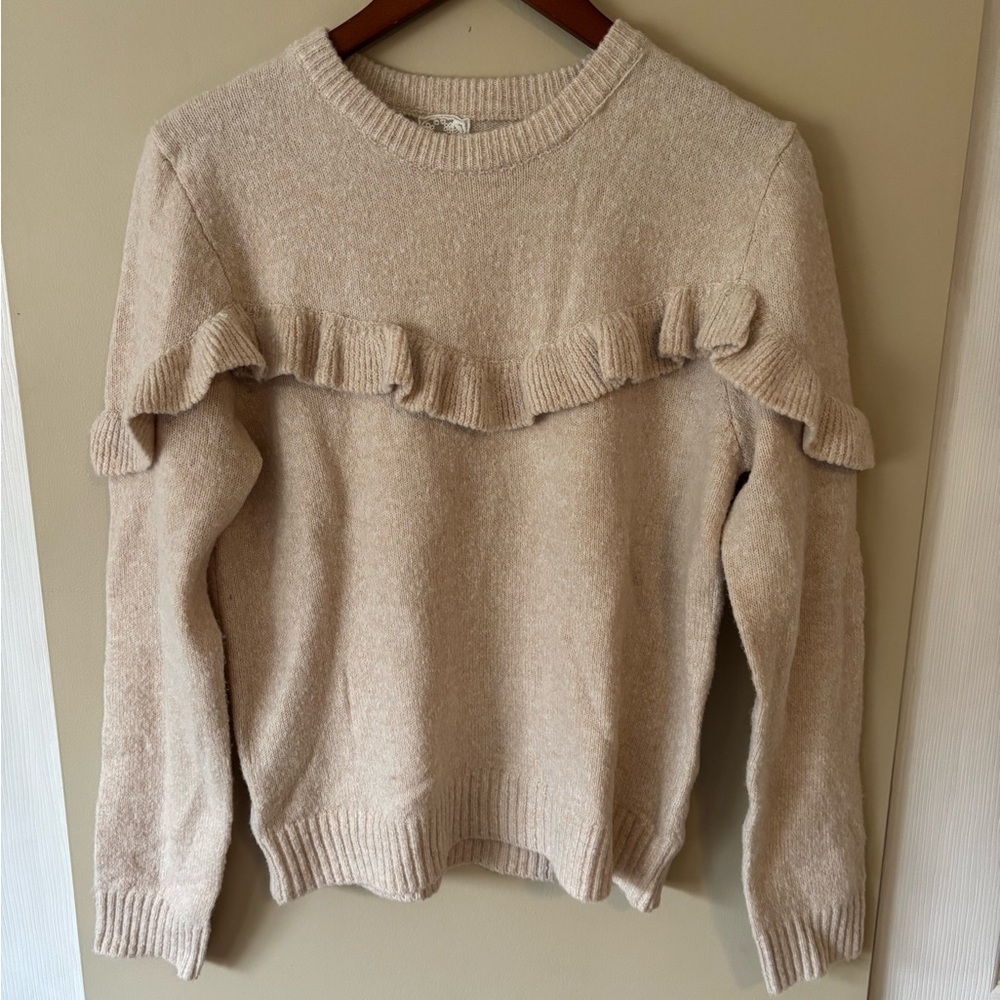 Sadie & Sage Cream Ruffle Sweater Brand New with Tags Size Large